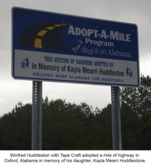 Two Tape Craft employees each adopt a mile of highway in memory of their children and help keep their local community clean
